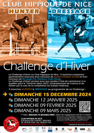 CHALLENGE D'HIVER : CONCOURS DRESSAGE/HUNTER PRO/AMA/CLUB/PONEY