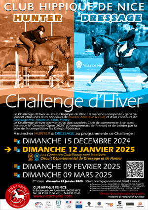 CHALLENGE D'HIVER : CONCOURS DRESSAGE/HUNTER PRO/AMA/CLUB/PONEY